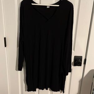 Long Sleeved Black Tunic with Criss Cross neckline detail